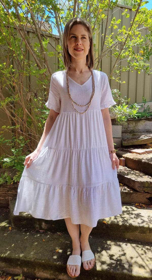 お買い物マラソン限定☆ 【ヌキテパ】Shantung Check Tiered Dress