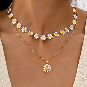 2 Piece 18K Gold-Plated Daisy Necklace - Deborah Beaumont Boutique