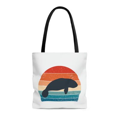 Retro Manatee AOP Tote Bag For Manatee Lover - Cute Sea Cows Bag