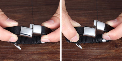 Classic Genuine Leather Bracelet For Men Multilayer Magnet Clasp