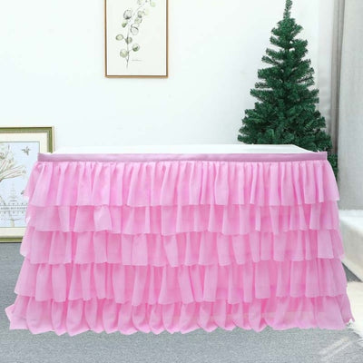 5 Layer Tulle Tutu Table Skirt For Birthday Wedding Party Table Decorations
