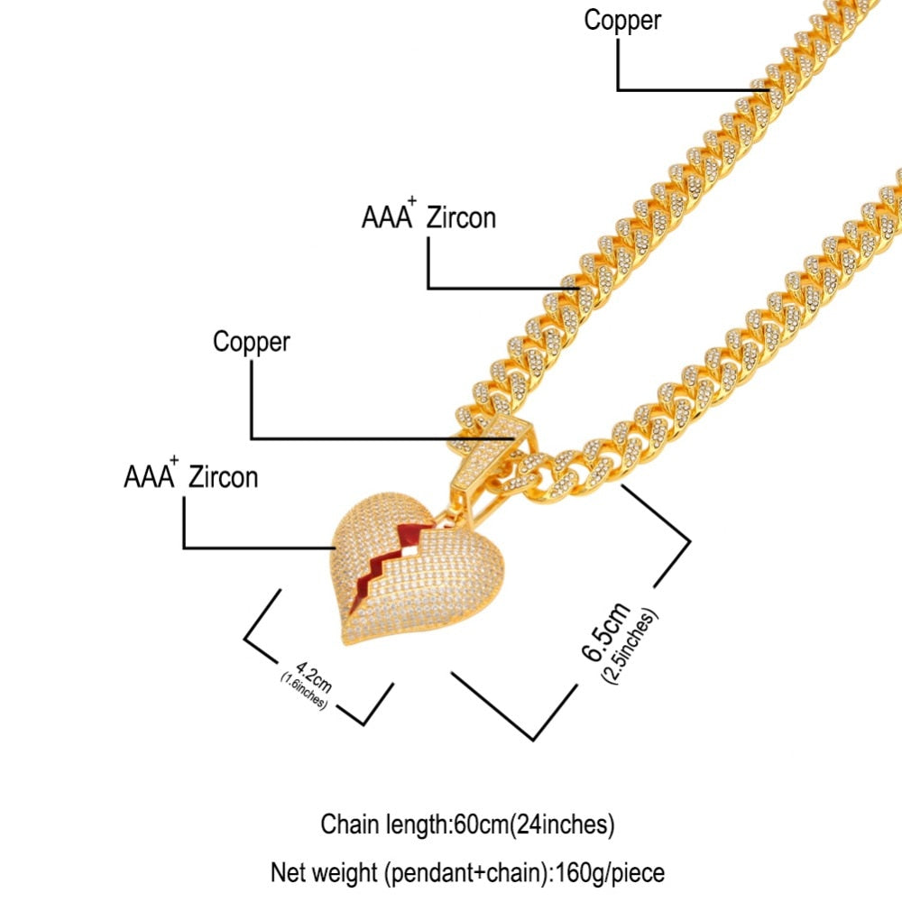 Necklace 13mm Cubic Zirconia Cuban Link 