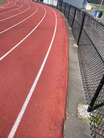 hand repaired track using DIY running track repair kit