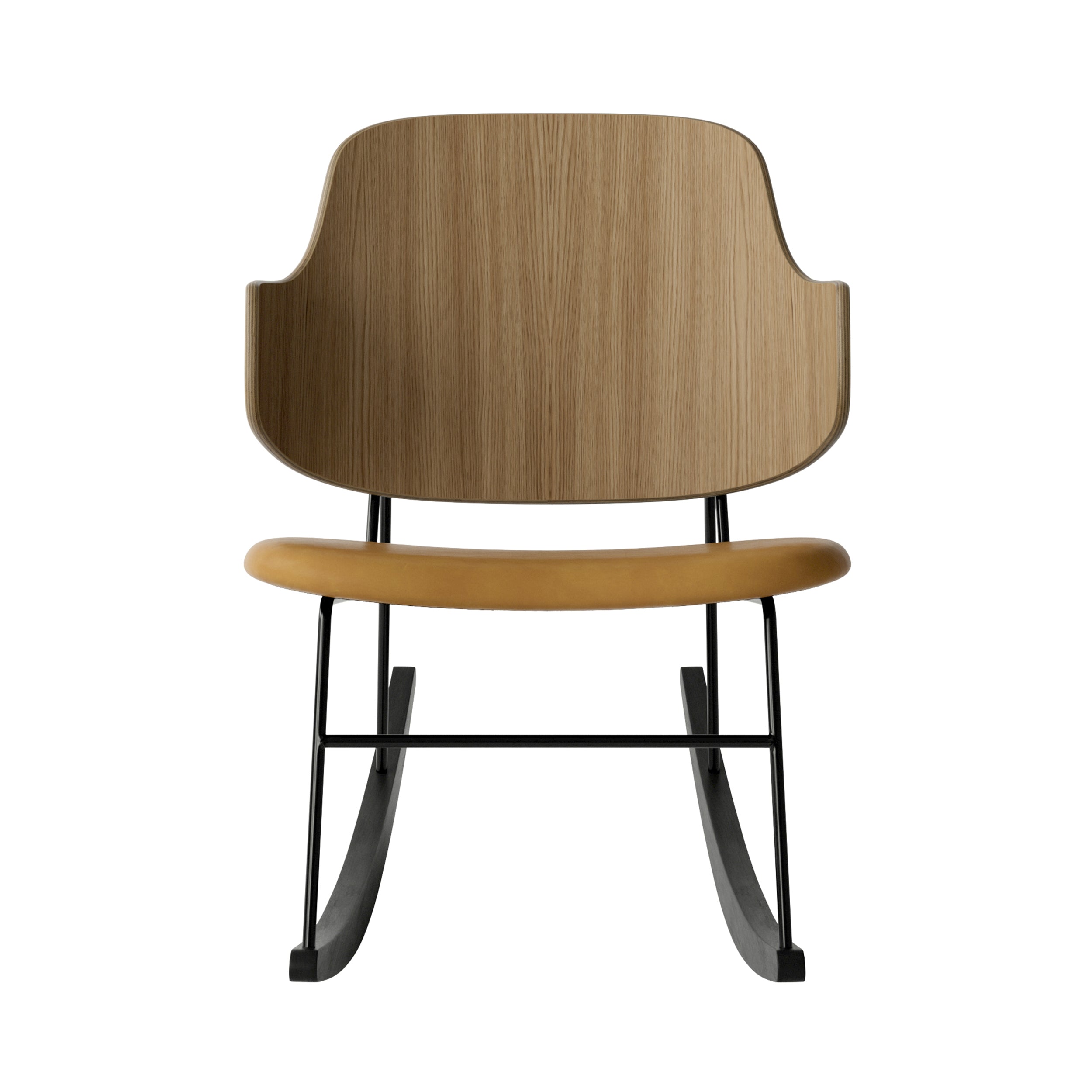 The Penguin Rocking Chair: Upholstered + Natural Oak + Black Stained Ash + Dakar 0250