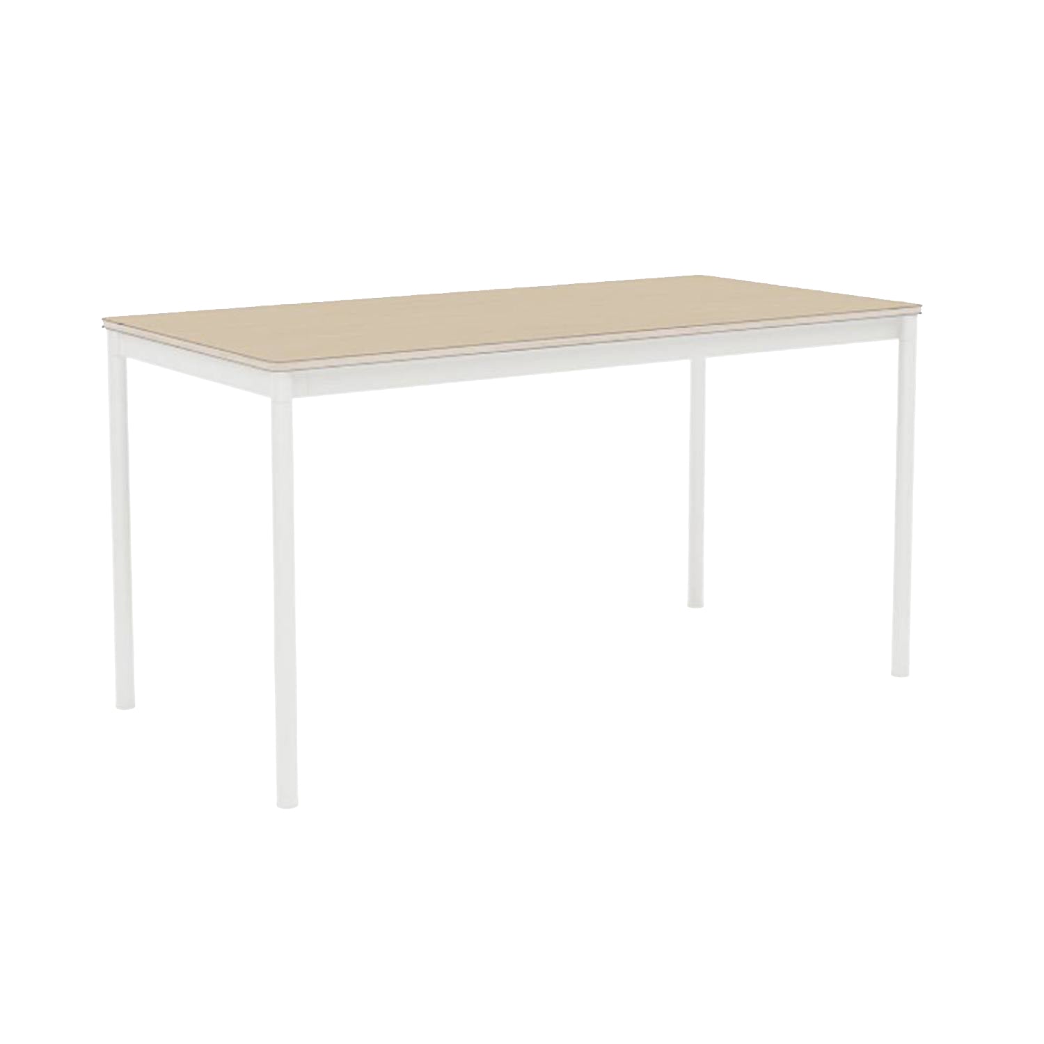 Base Table: Small + 55.1" w x 27.6" d + Oak Veneer + Plywood Edge + White