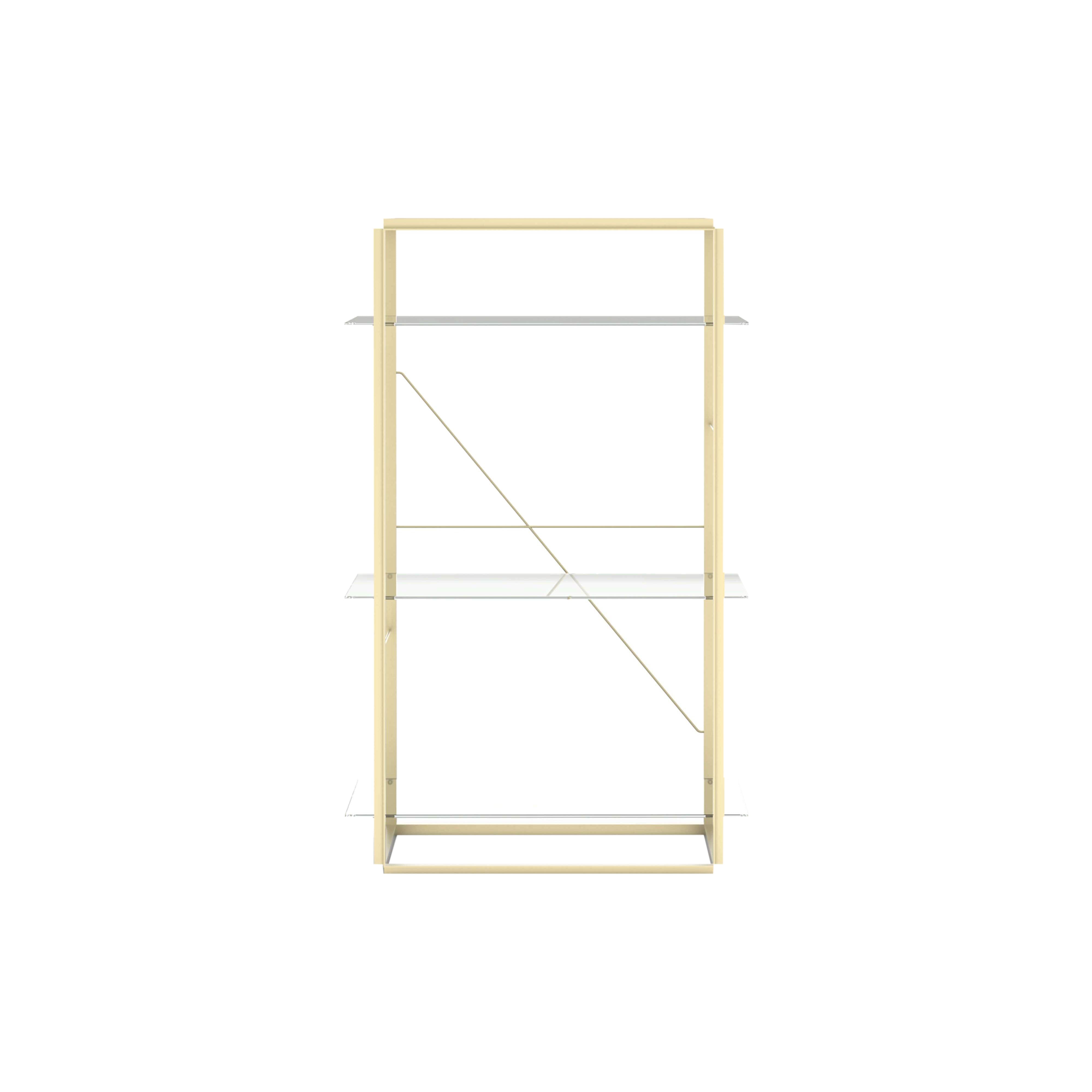 Florence Shelf: Medium - 47.2" + Raw Gold + Clear Glass