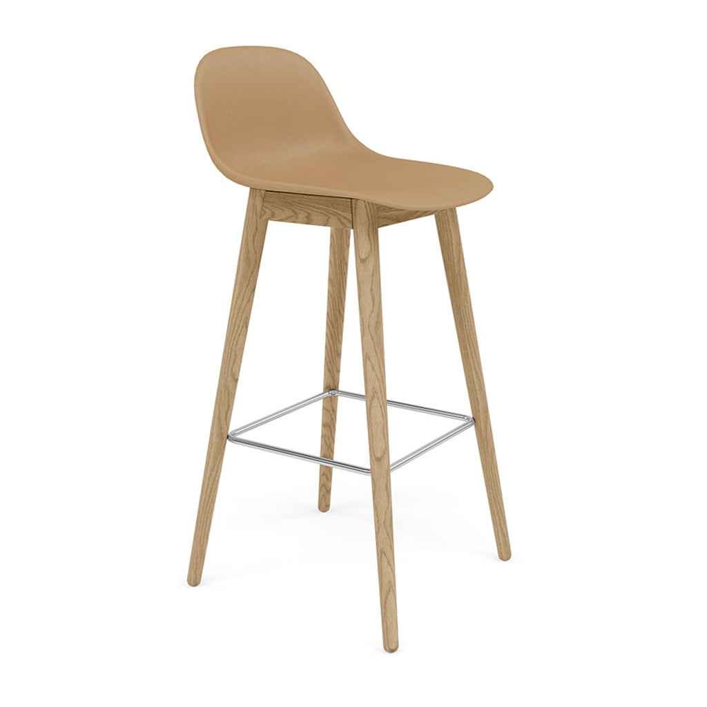 Fiber Bar + Counter Stool with Backrest: Wood Base | Buy Muuto online ...