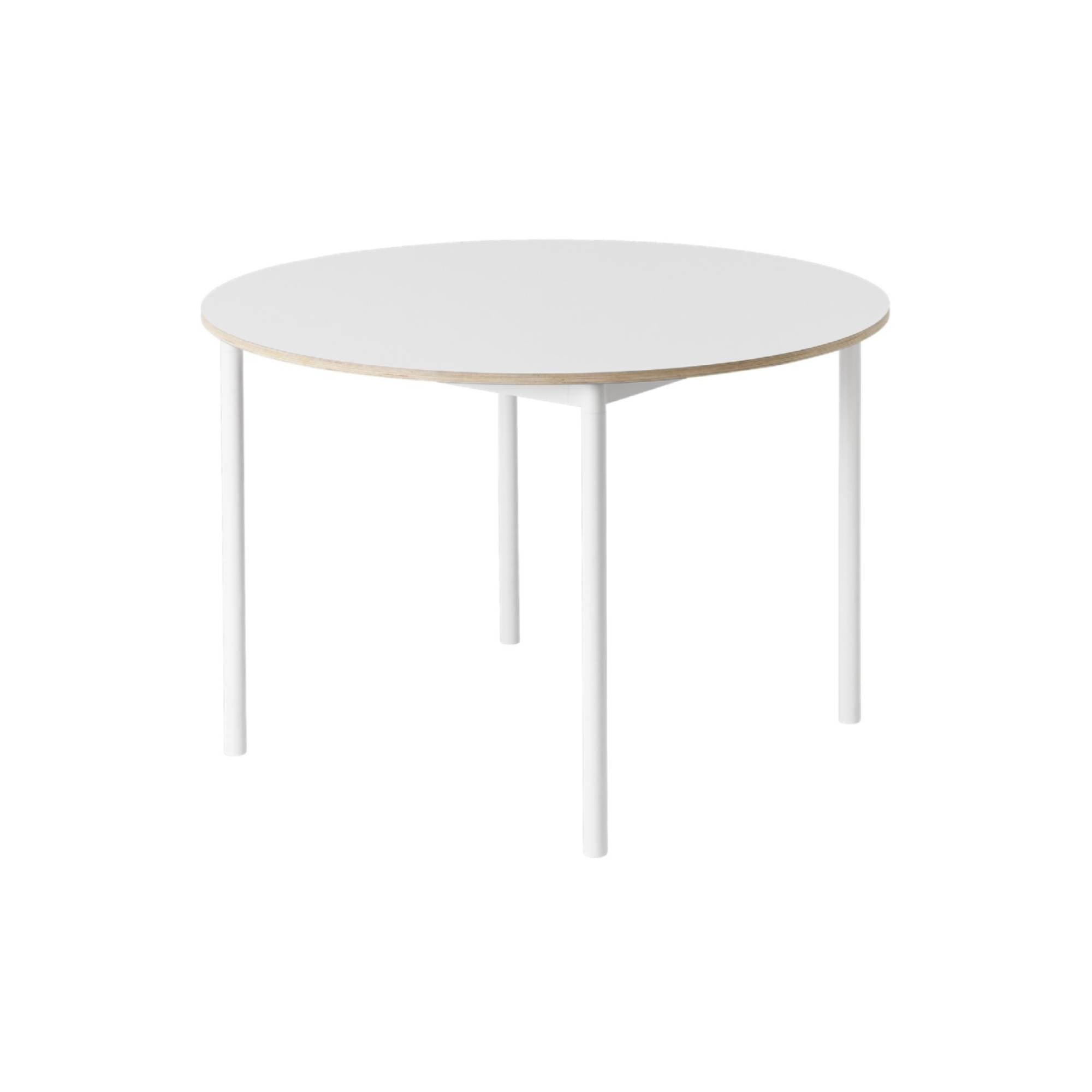 Base Table: Round + Small - 35.4" + White Laminate + Plywood Edge + White