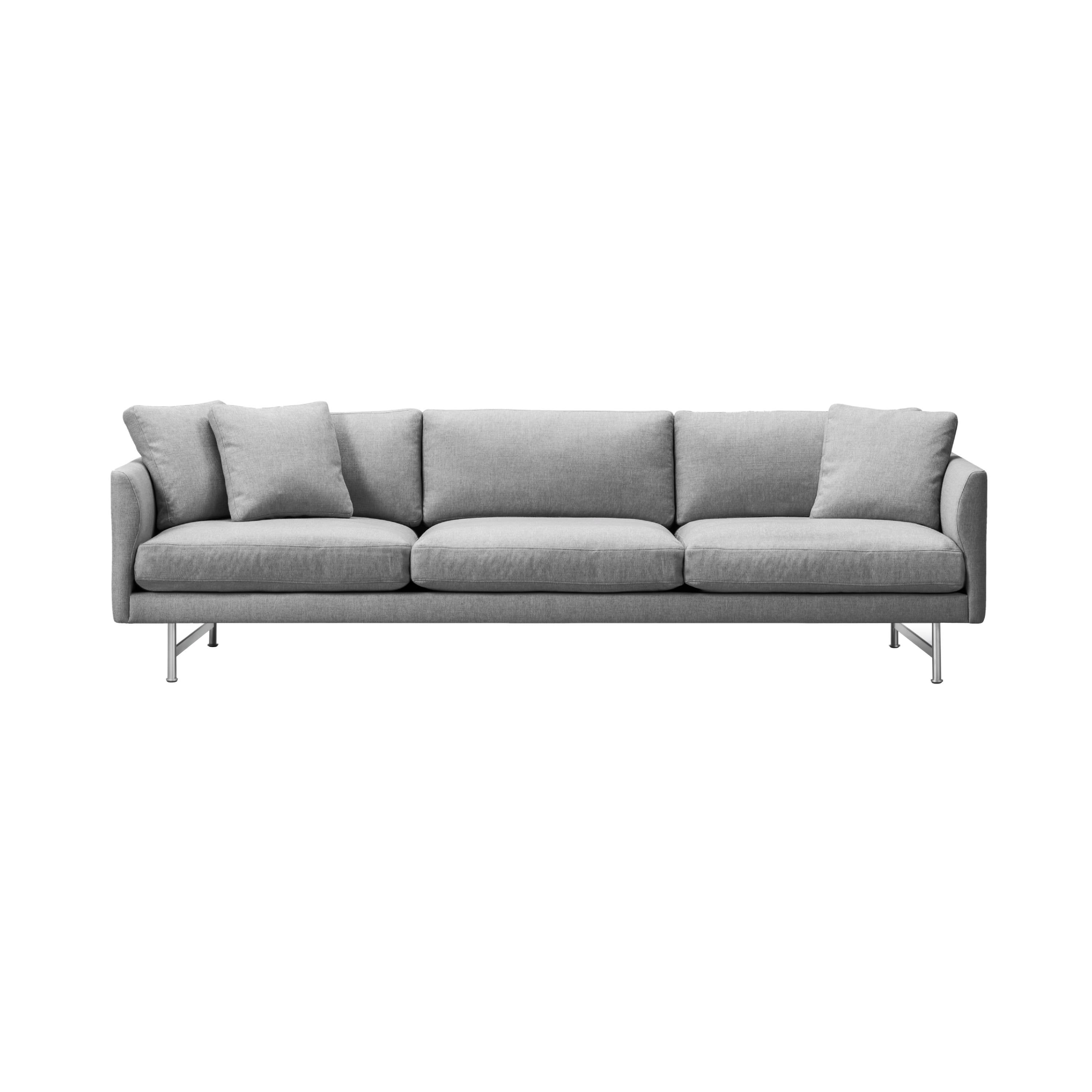 Calmo 3 Seater Sofa: Metal Base + Small - 98.4" + Mat Chrome (With Cushion)