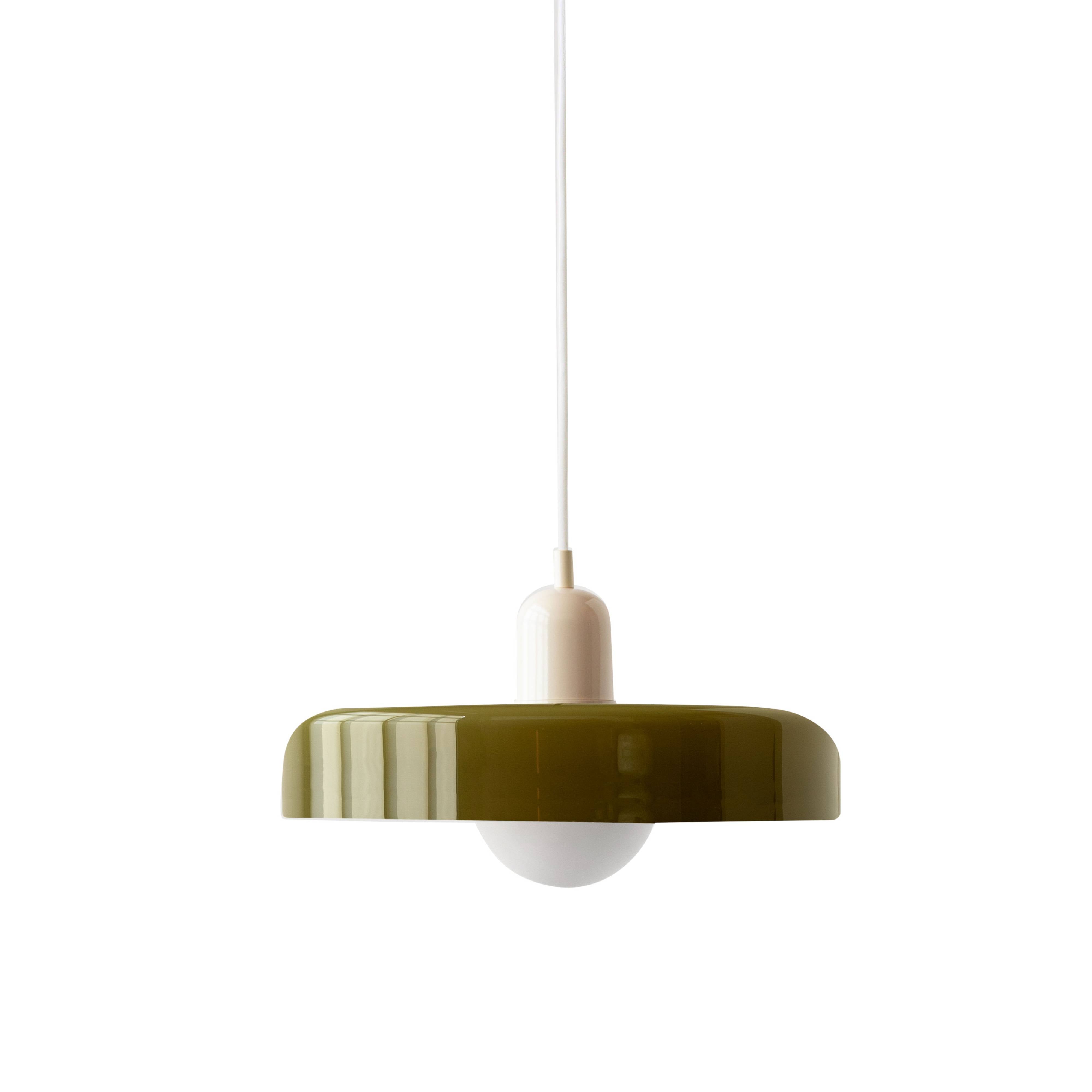 Disc Orb Pendant: Medium + Pistachio + Bone