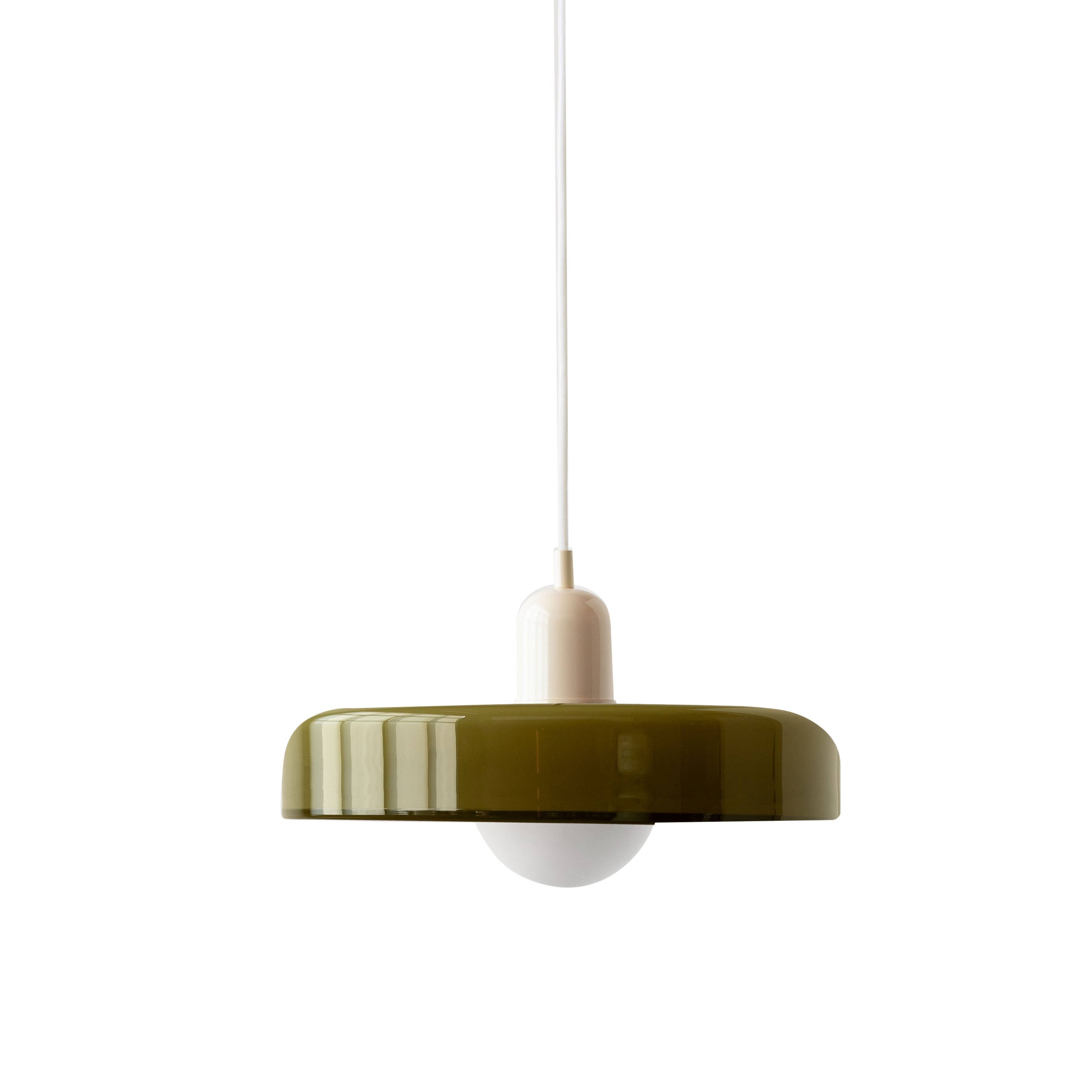 Disc Orb Pendant: Medium + Pistachi + Pistachio + Bone