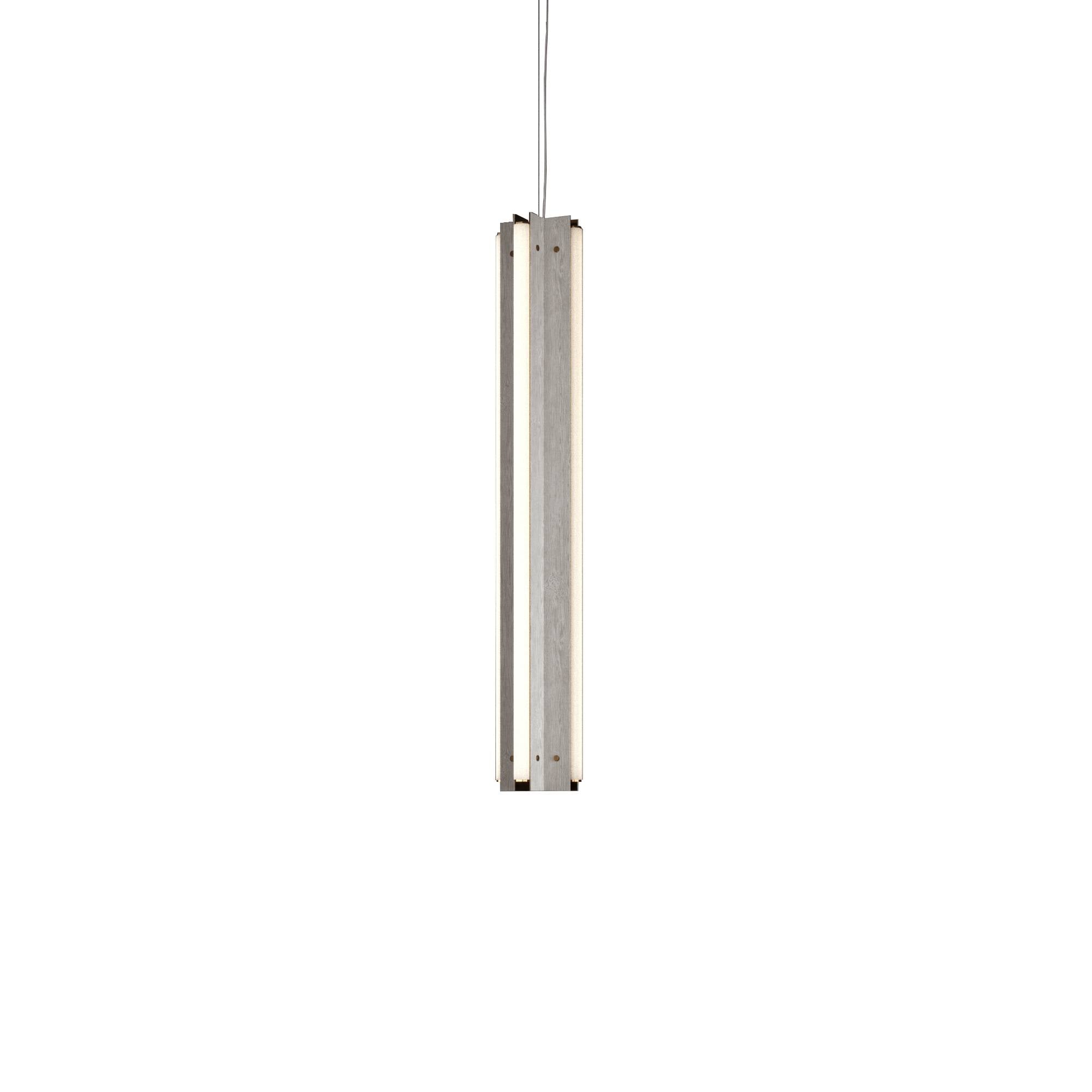 Axis X Suspension Light: Small - 36" + Grey Stained Ash + Satin Brass + Vertical