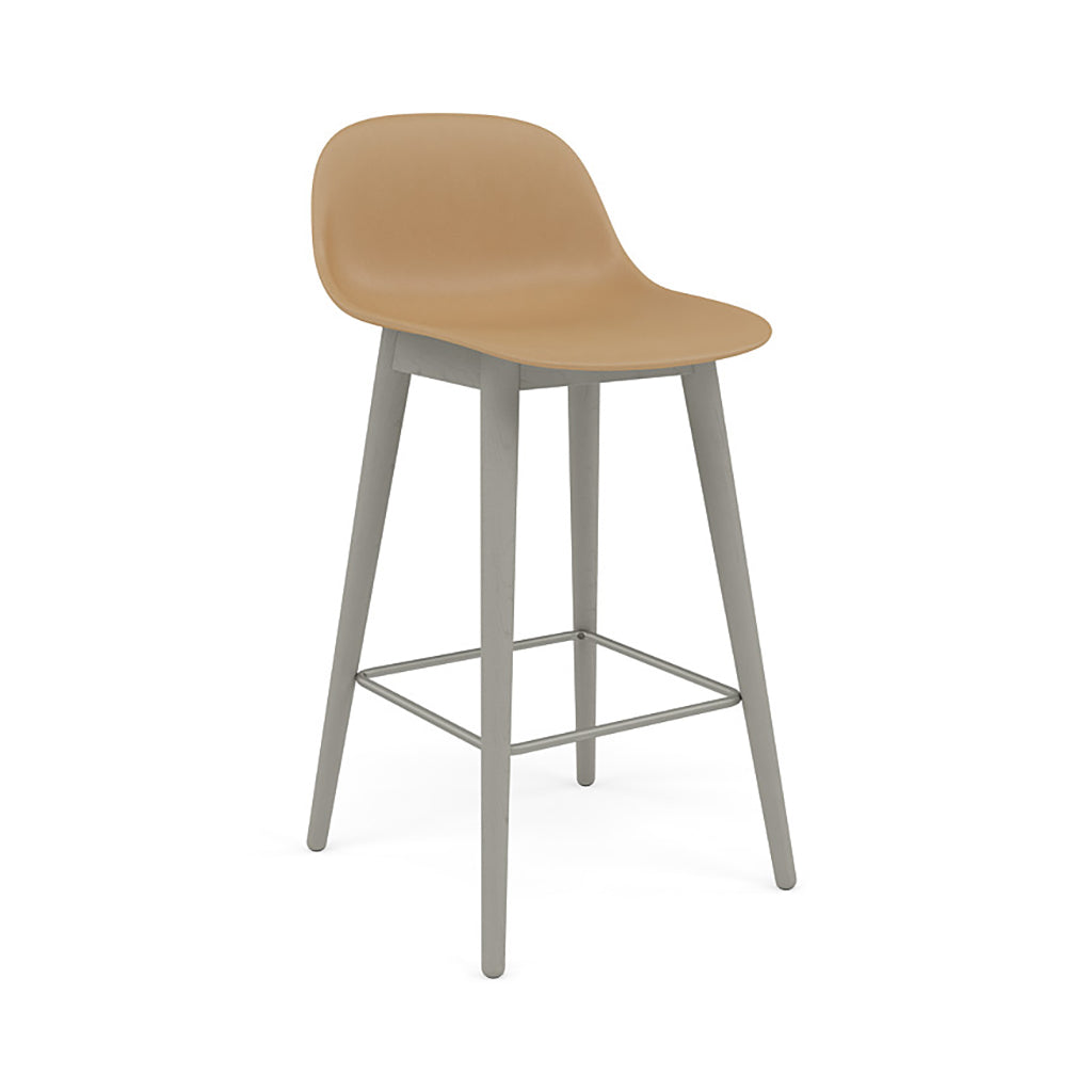 Fiber Bar + Counter Stool with Backrest: Wood Base | Buy Muuto online ...