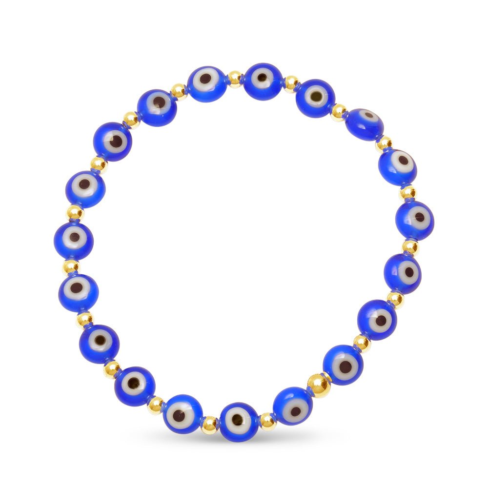 STRIPES Mother Of Pearl Evil Eye Bracelet Blue String Kabbalah Protect   stripesworld