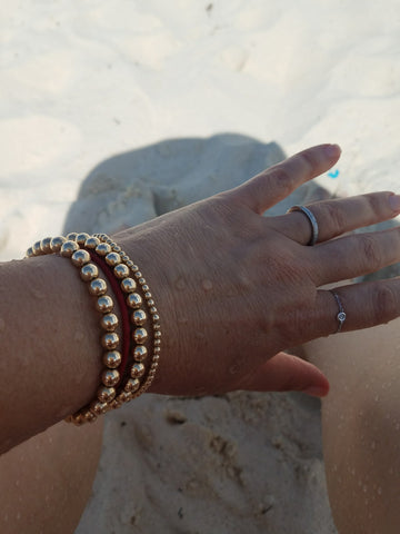 Gold bead bracelets are beach safe