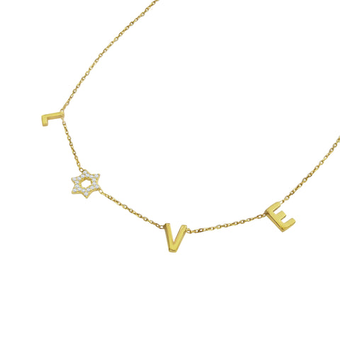 yellow gold love star necklace
