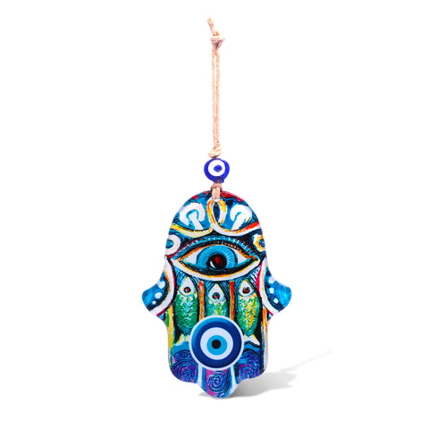hamsa hand with fish for home and evil eye