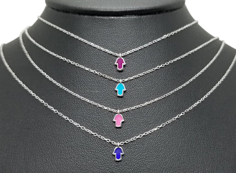colorful hamsa necklaces