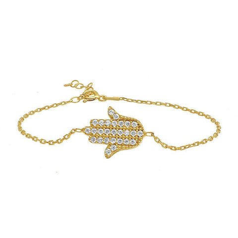 hamsa hand sparkle bracelet in gold