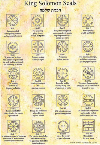 list of seals of solomon 72 