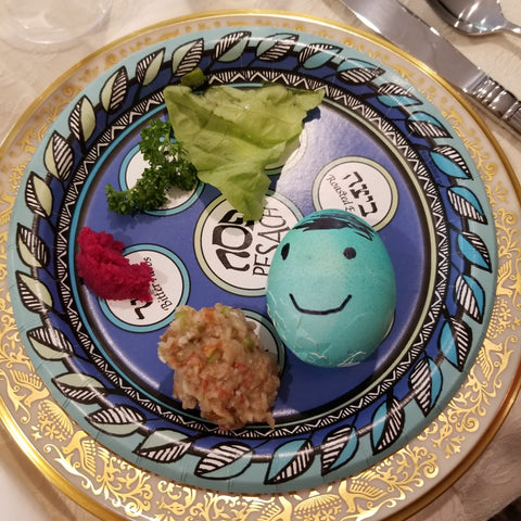 seder plate with easter egg