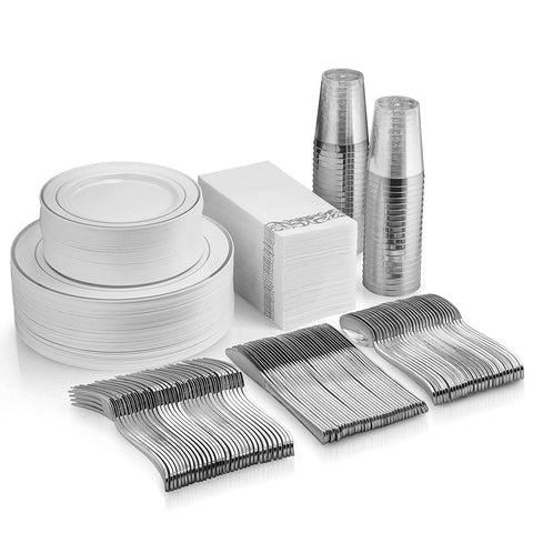 silver disposable plates