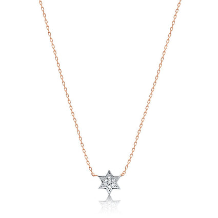 Tiny Jewish Star Necklace in 14k Gold with Diamonds | Alef Bet by Paula