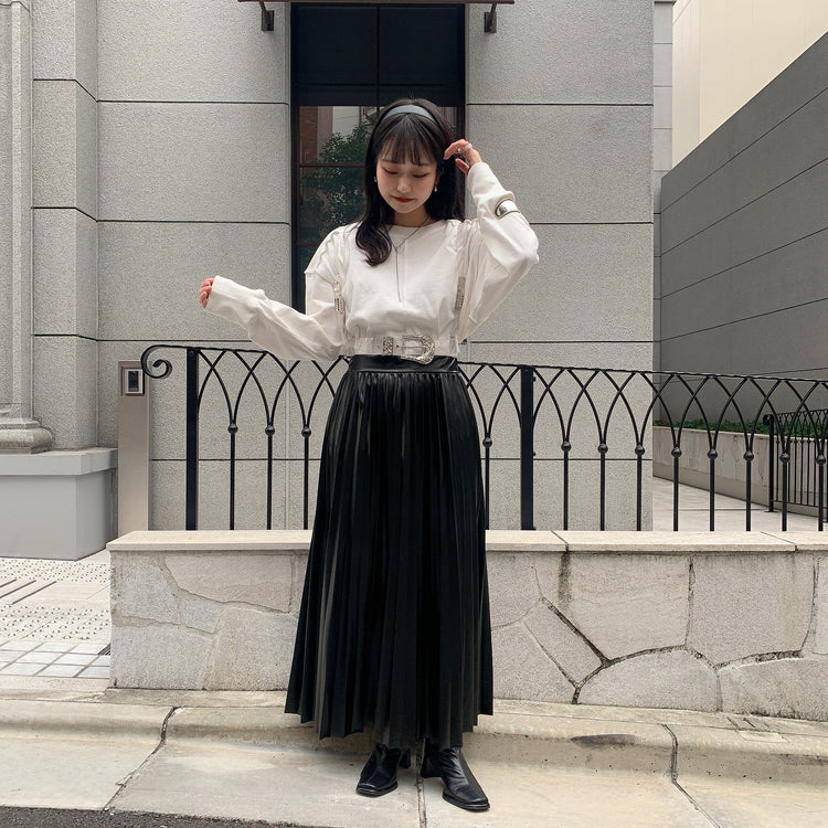 ナチュラルネイビー 新品未使用 mirror9 Miley skirt レザースカート