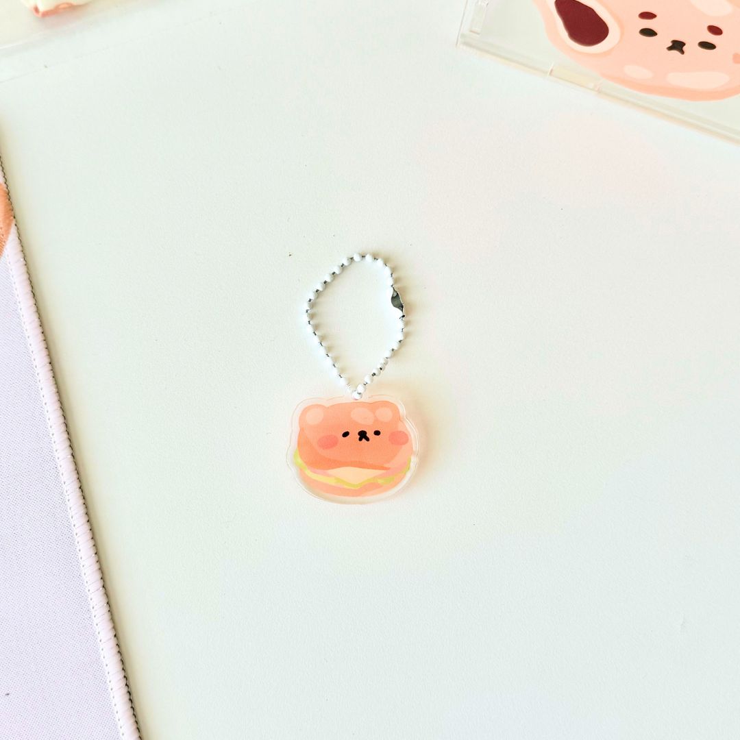 Bear Sandwich Clear Acrylic Keychain