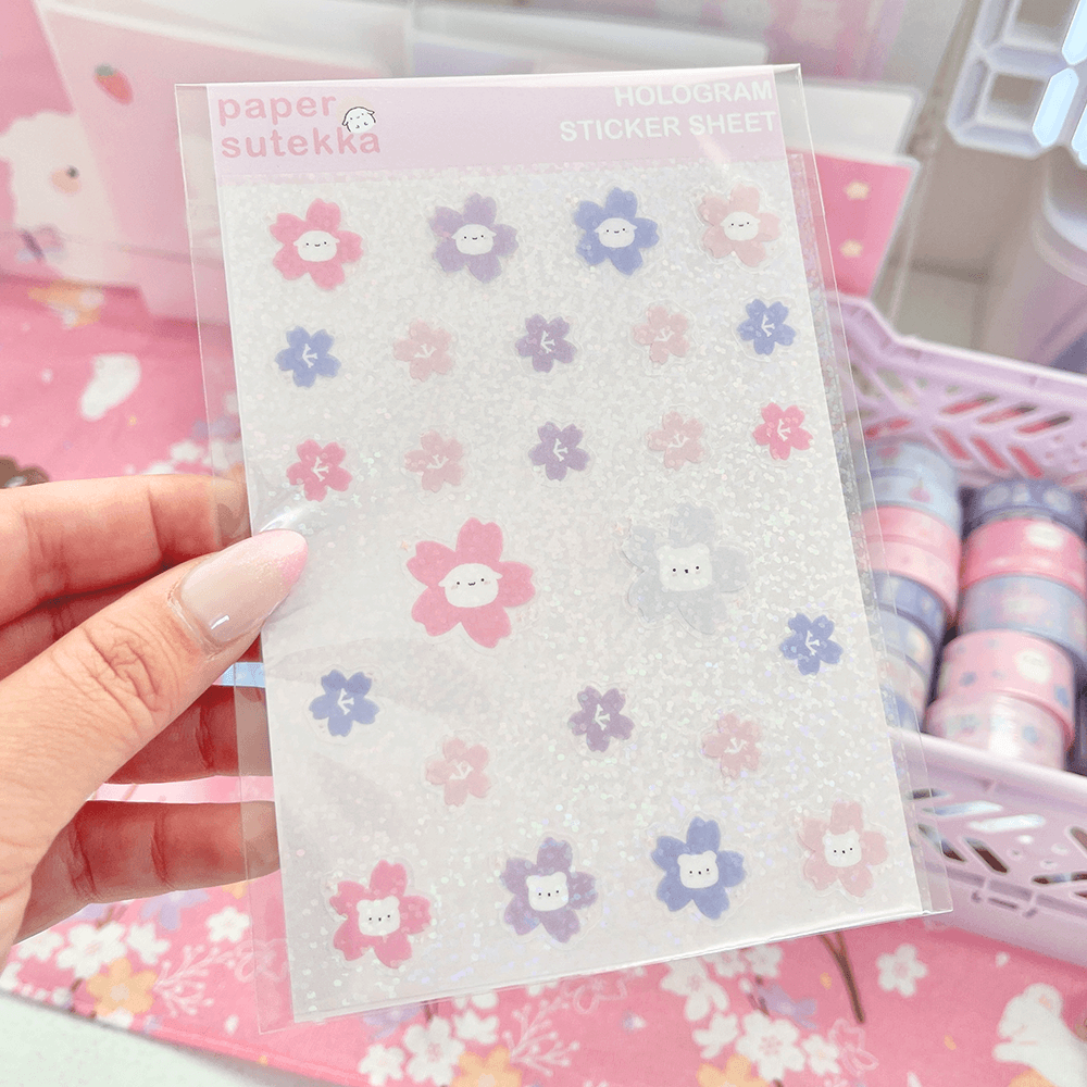 Polee Blue Cherry Blossom With Hearts and Bluberry Washi Tape 25mm – Paper  Sutekka Stationery ペーパーステッカー