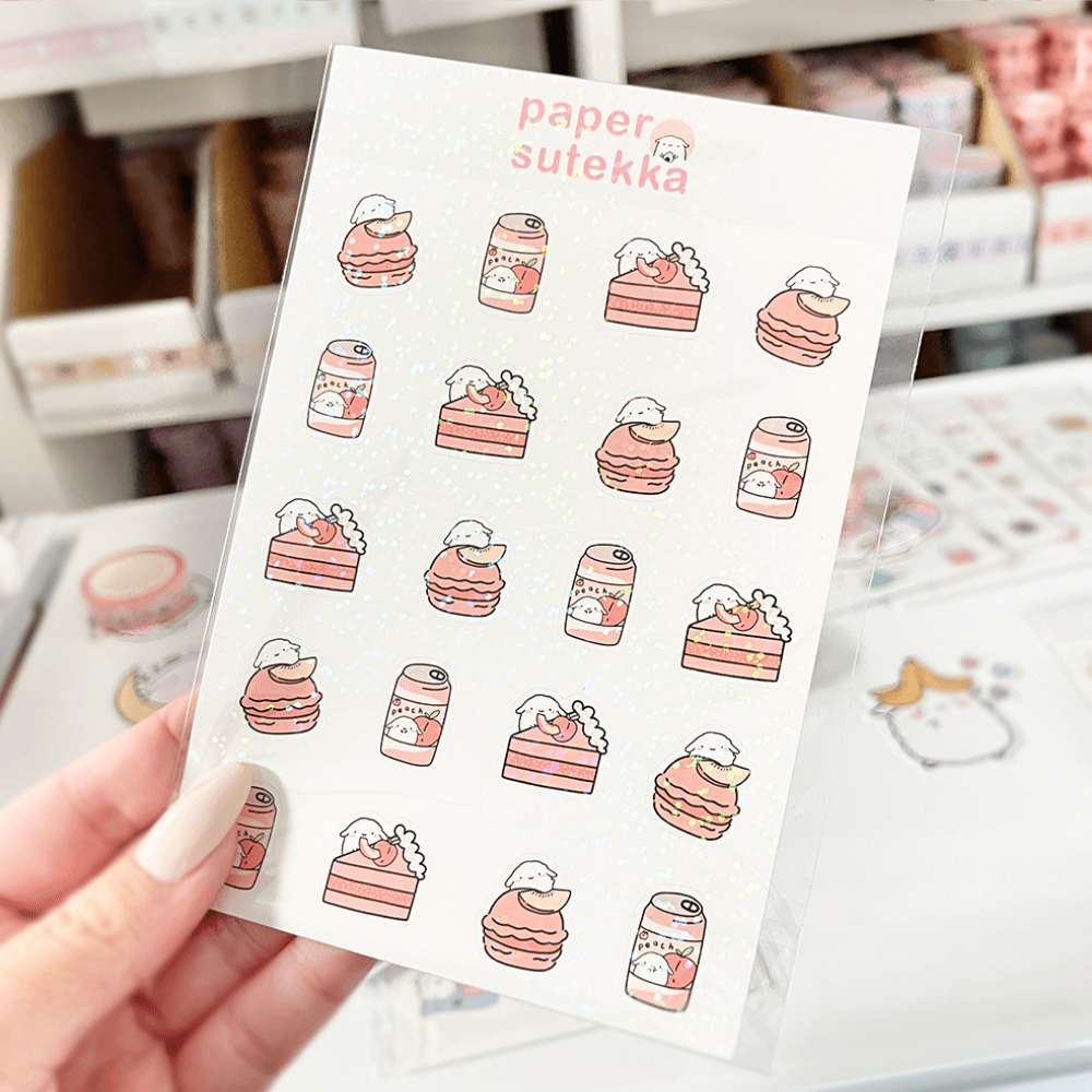 *Hologram* Mochi Peach Desserts/Sweets Sticker Sheet – Paper Sutekka ...