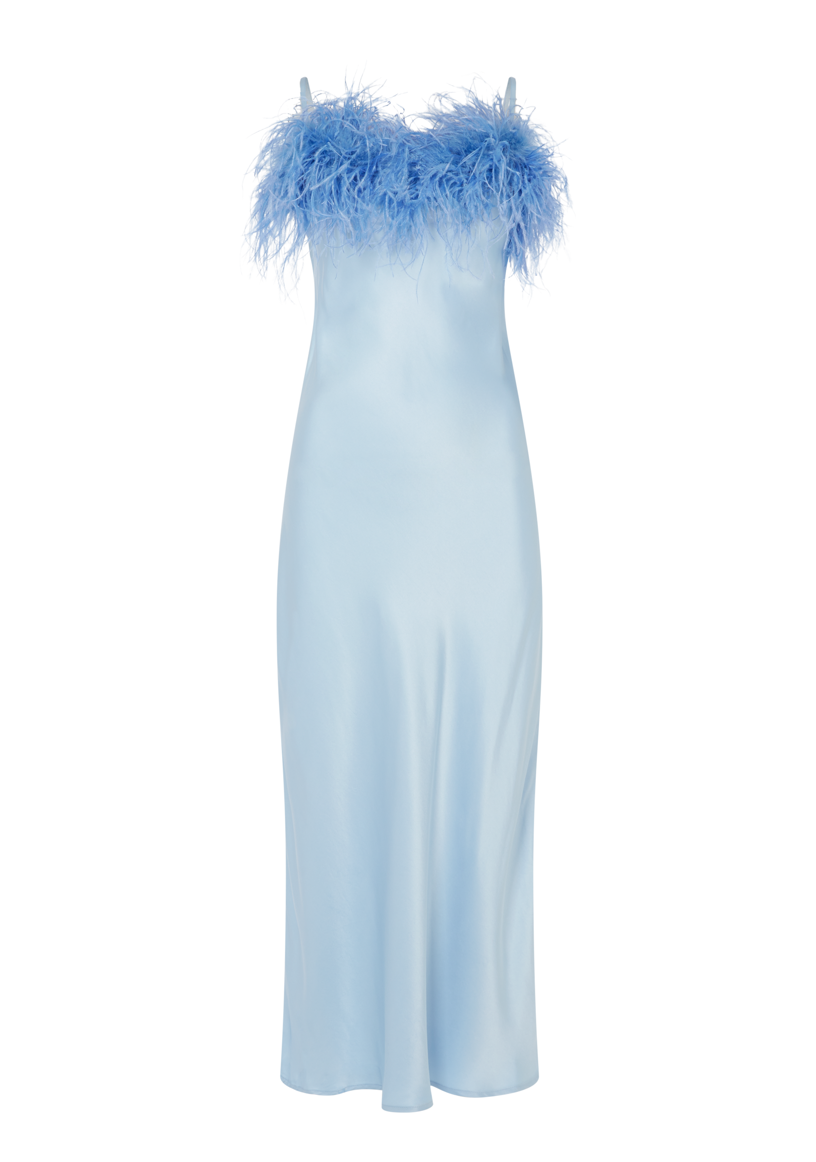 Slip Dress With Feathers XS / BLUE