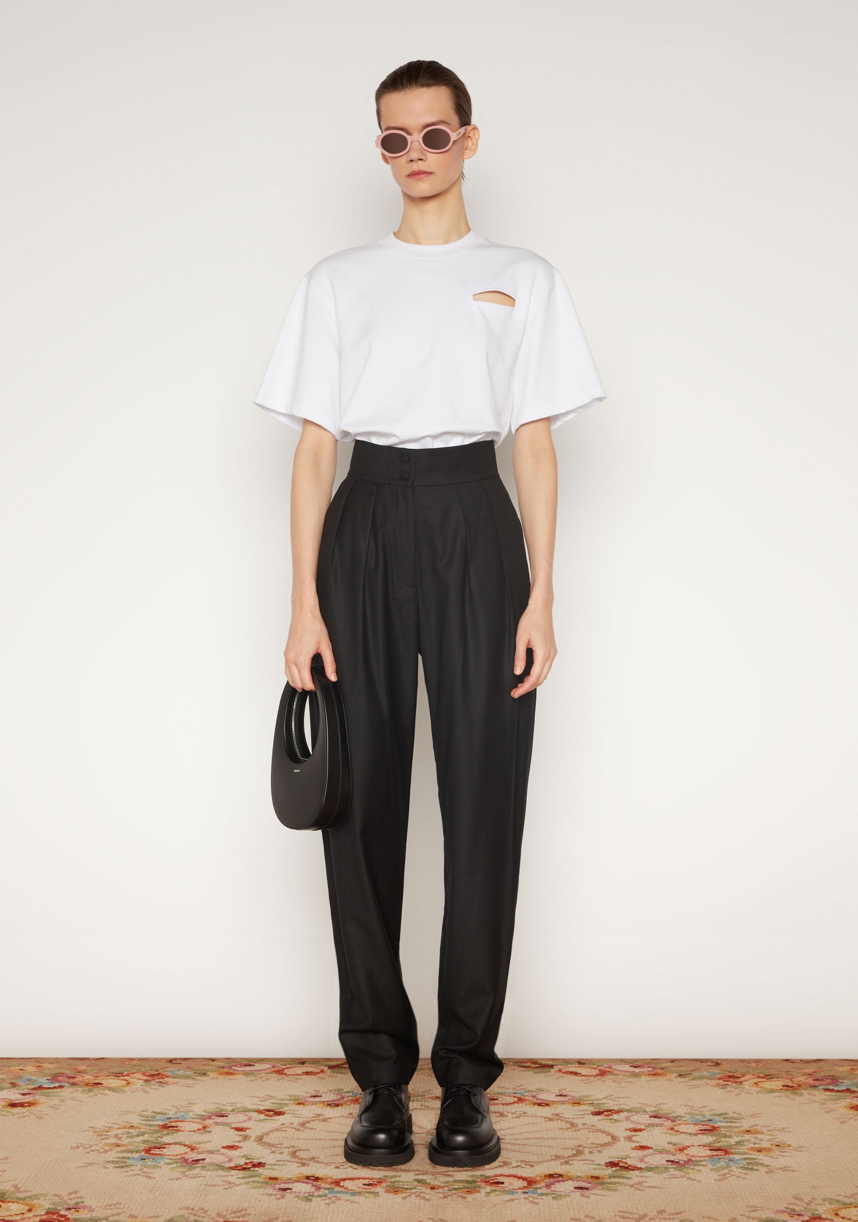 high waisted pleated trousers