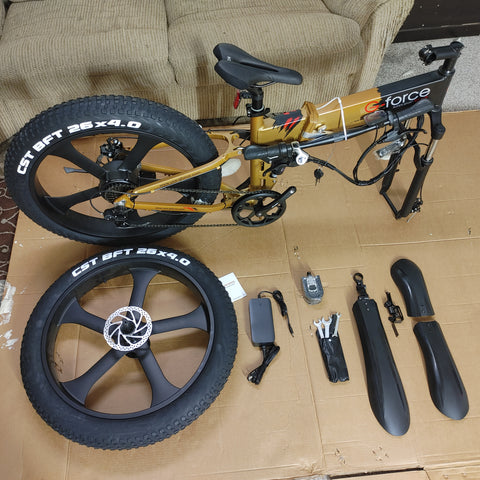 G-Force S23 26" Fat Tire E-bike everything in the box