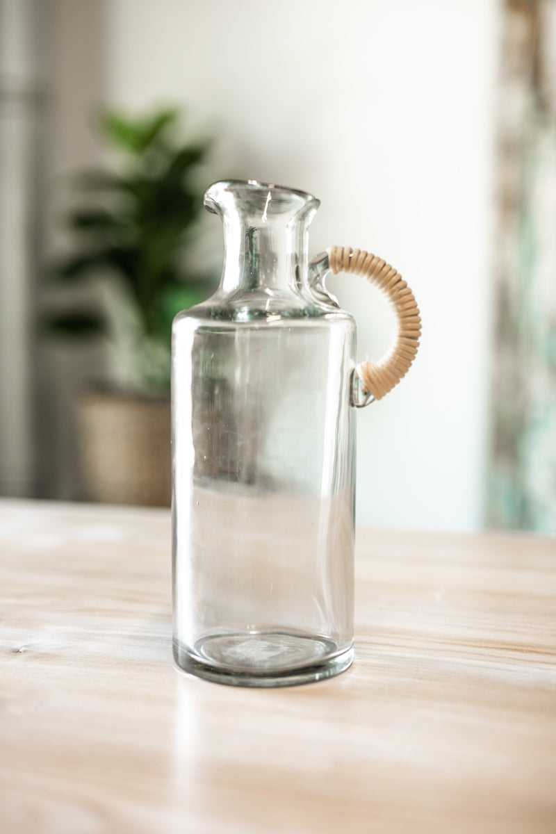 Small glass pitcher with cork stopper