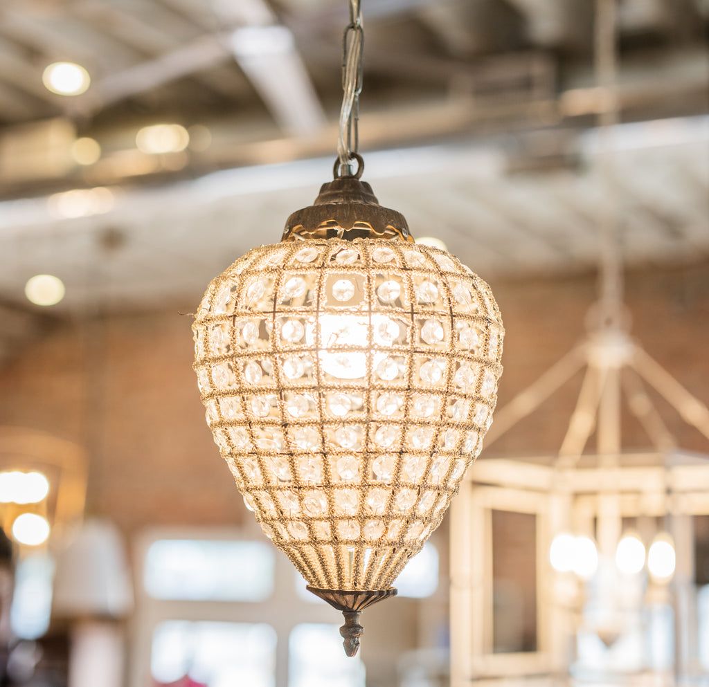 Small Brass Crystal Pendalogue Chandelier