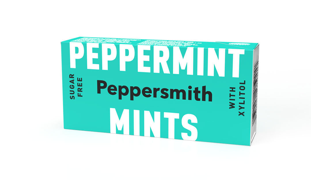 English Peppermint Xylitol Mints: 12 x 15g Pocket Packs