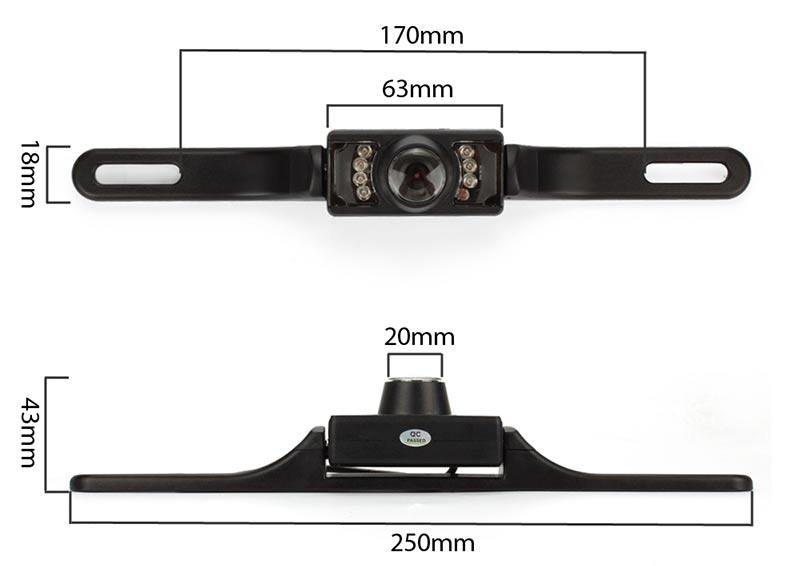 Caméra de recul de vision nocturne grand angle de vue arrière de voiture de plaque d'immatriculation avec matériau métallique durable/CMOS/étanche/lignes de marquage/antichoc