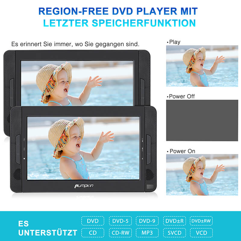 10.1-inch dual-screen portable DVD player