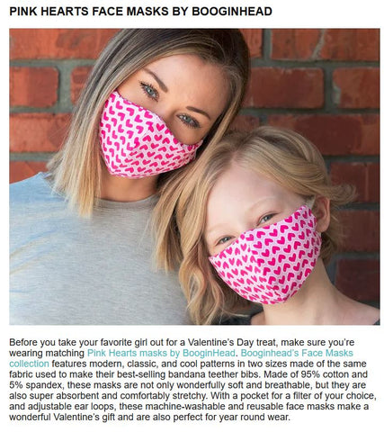 Daily Mom feature BooginHead Pink Hearts face masks