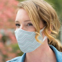 Adult wearing BooginHead Face Mask Mint ZigZags