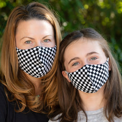 BooginHead face masks mom and daughter matching Black and white check pattern
