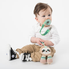 Baby using BooginHead PaciPal Sloth