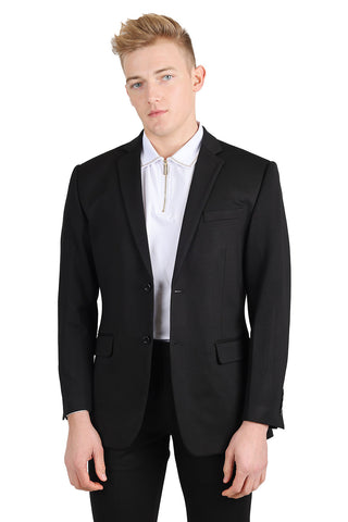 BARABAS Men's Brushed Cotton Notched Lapel Matt Suit 3SU02 Black