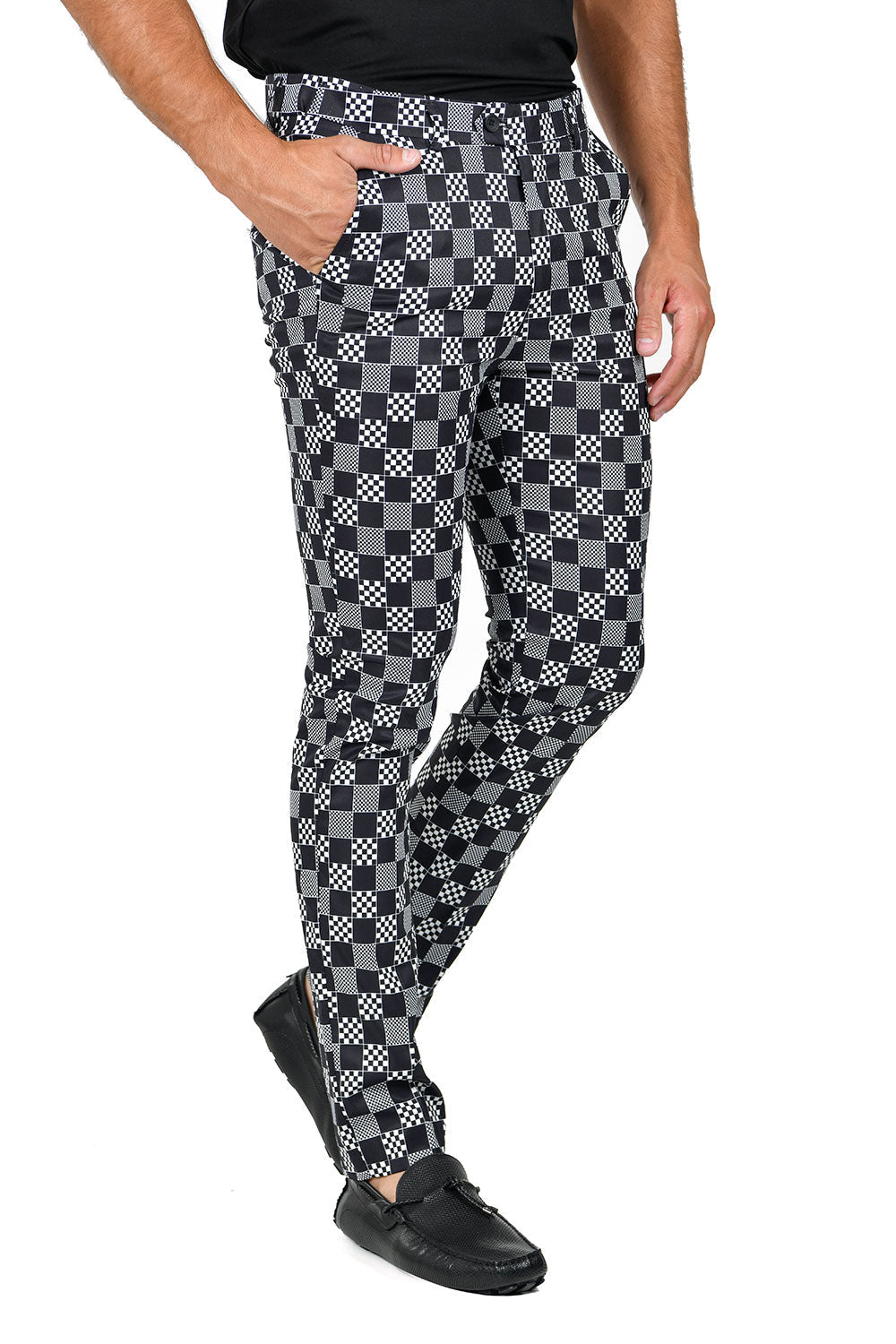 Mens Leggings in Black & White Checkered