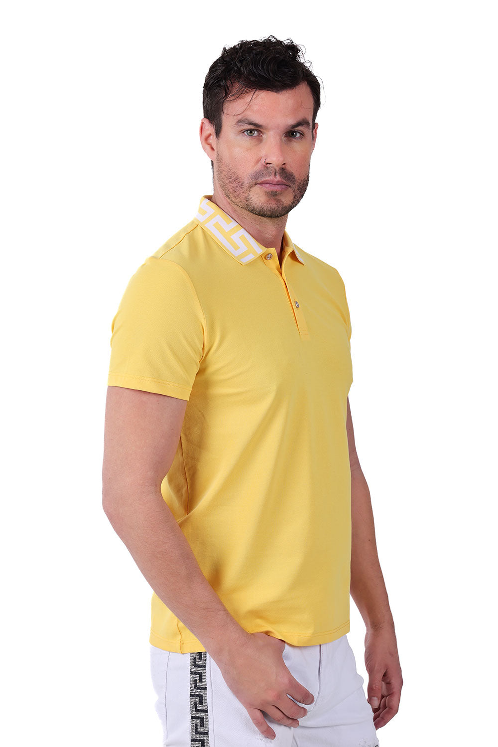 Barabas Men's Greek Key Printed Pattern Designer Polo Shirts PS121