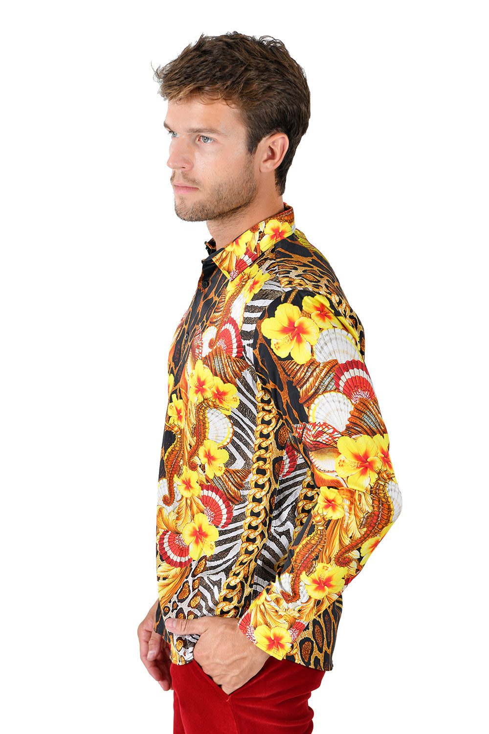 Barabas Men Printed Shirts Wild Card #SPR212-S L / Multi