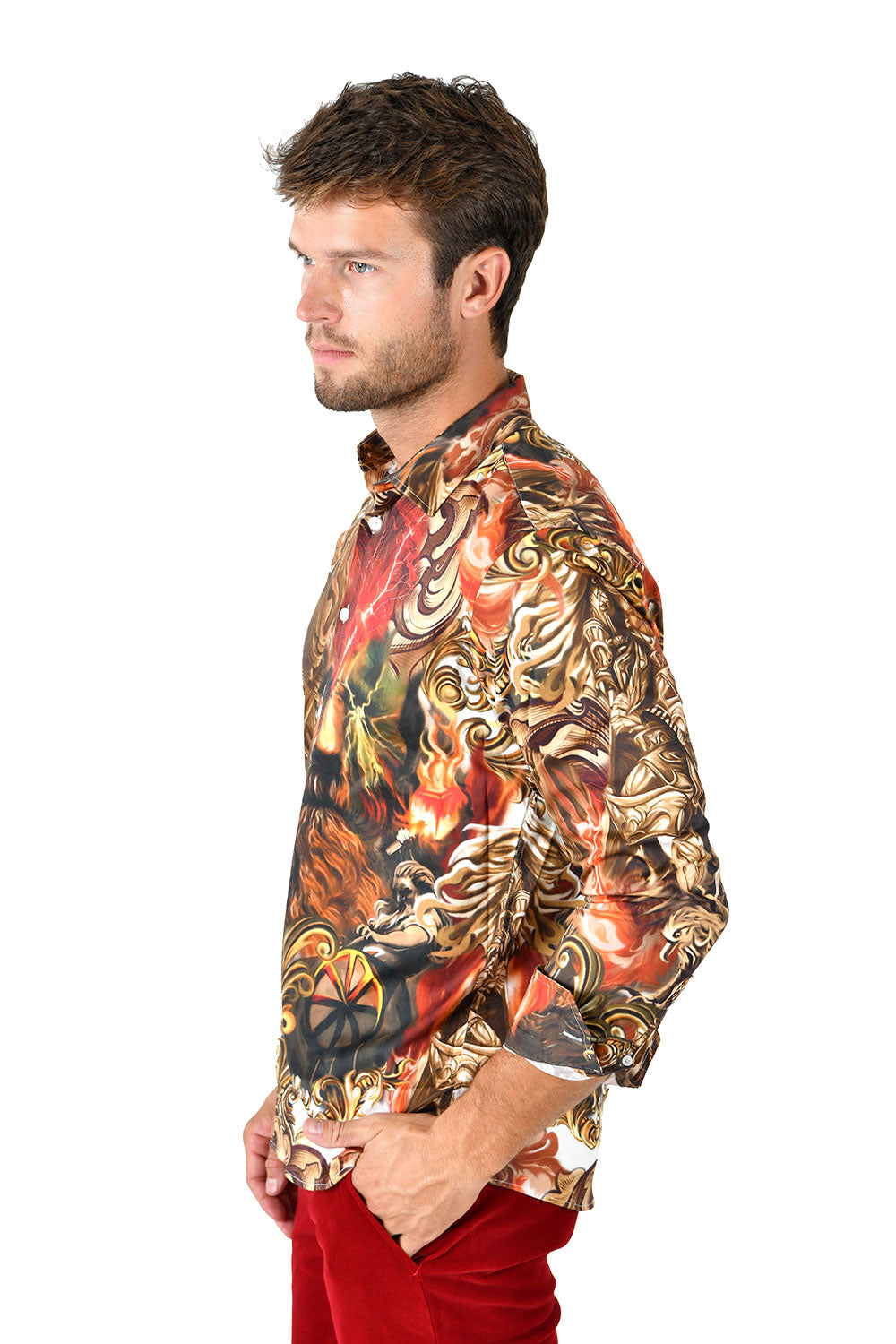 Barabas Men Printed Shirts Wild Card #SPR212-S L / Multi