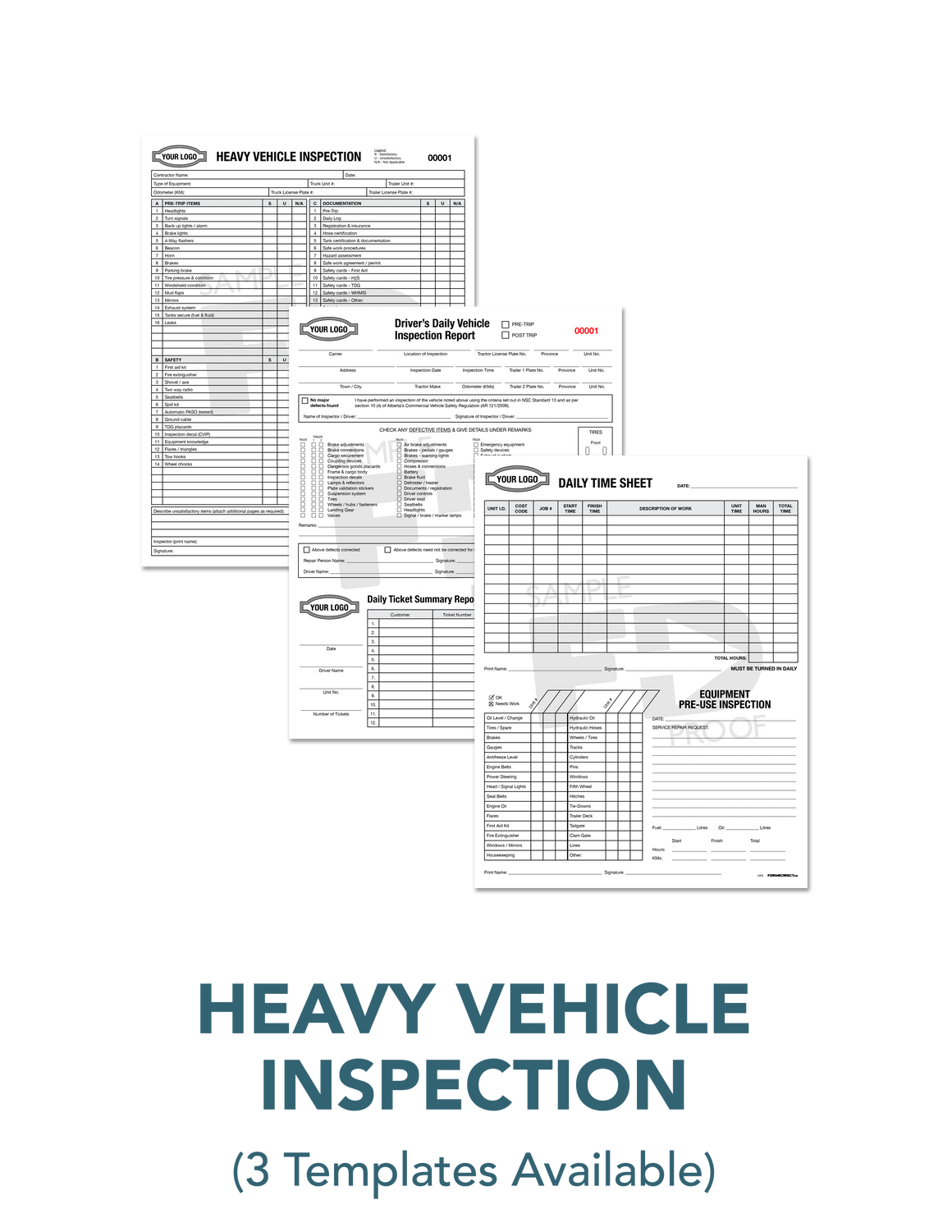 Heavy Vehicle Inspection PreUse Truck Inspection Checklist Forms