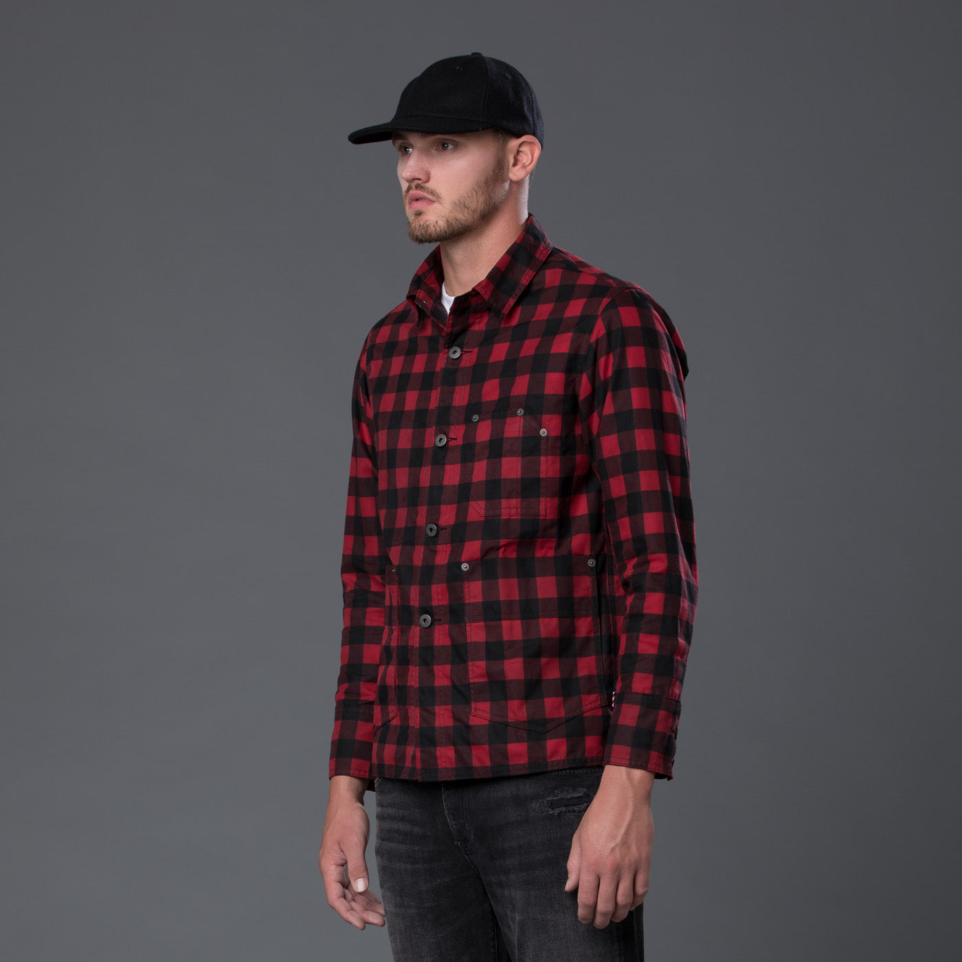 Freemans Sporting Club Red Plaid Waxed Cotton Chore Jacket – THE